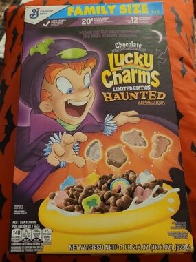 General Mills Lucky Charms Haunted Marshmallows Chocolate Cereal - Purple